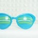 60s Sunglasses Mod 1960's Slit Sunglasses Round Horn Rim Eskimo Style Sky Blue Lime Lined Dead Stock