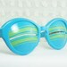 60s Sunglasses Mod 1960's Slit Sunglasses Round Horn Rim Eskimo Style Sky Blue Lime Lined Dead Stock