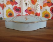 1930s Baby Blue Art Deco Large Porcelain Vanity Box