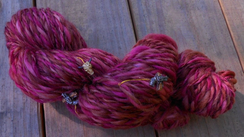 Handspun Yarn, Handspun Art Yarn, The Painted Desert, 116 yards, 7 wpi