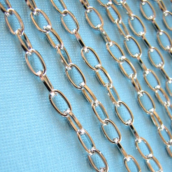 Silver Chain - Open Link Oval Chain Findings 8mm x 4mm ... SOLD PER 10 FEET -- Lead, Nickel, & Cadmium Free Jewelry Finding 94057