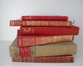 shades of RED and GOLD. Antique Book Collection. Kipling. Browning.