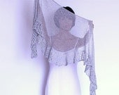 Silver Wraparound Shawl,  Crocheted Scarf , Womens Clothing Accessories