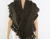 Brown Black,  Wraparound Shawl, Crocheted Shawl, Womens Knit Shawl, Women's Clothing Accessories