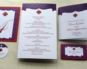 Indian Wedding Ceremony Reception Stationery Set - Monogram Lattice Print Suite Sample