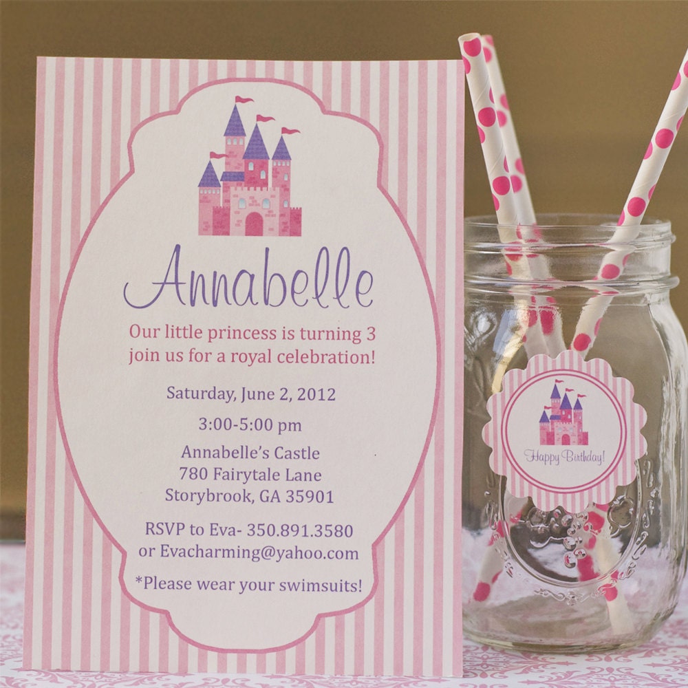 Printable Pink Princess Birthday Invite Il_570xn