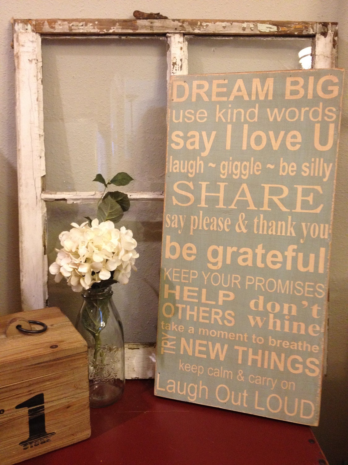 Family Rules Subway Art, Dream Big, Typography Word sign, handcrafted, shabby chic vintage