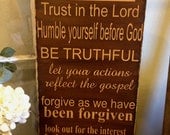 Custom Family Rules Wood Sign - Subway Style Art - Christian Values - wedding, mother's day, anniversary gift, housewarming