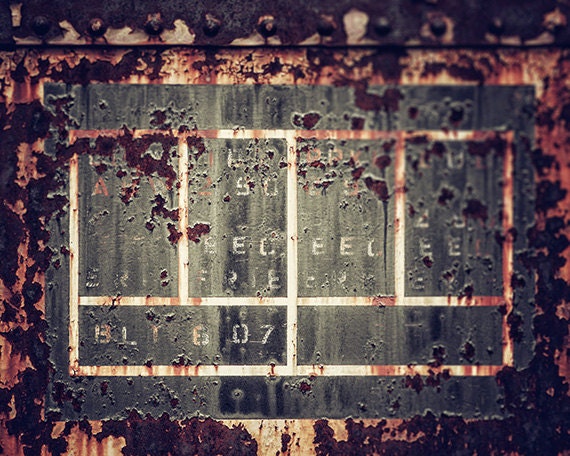 Industrial Art - Dramatic Urban Train Stencil - Black, Masculine, Manly, Man Cave, Train Photography - Rusty Gritty Office Decor - .