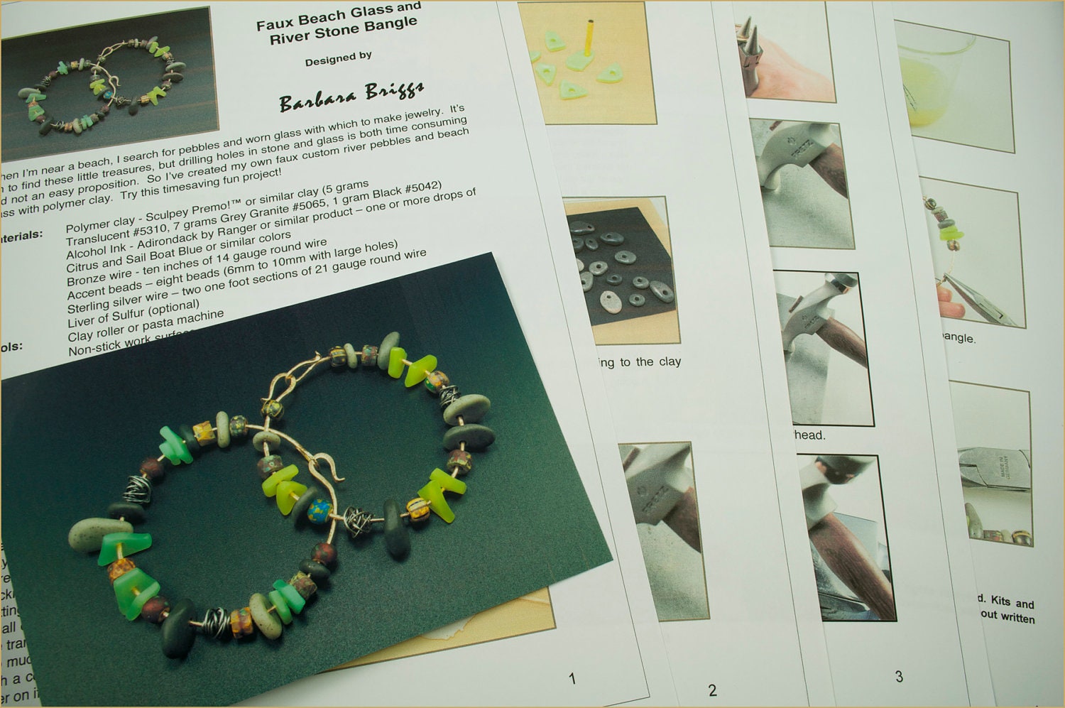 Digital - Pattern for the "Faux Beach Glass and River Pebble Bangle"