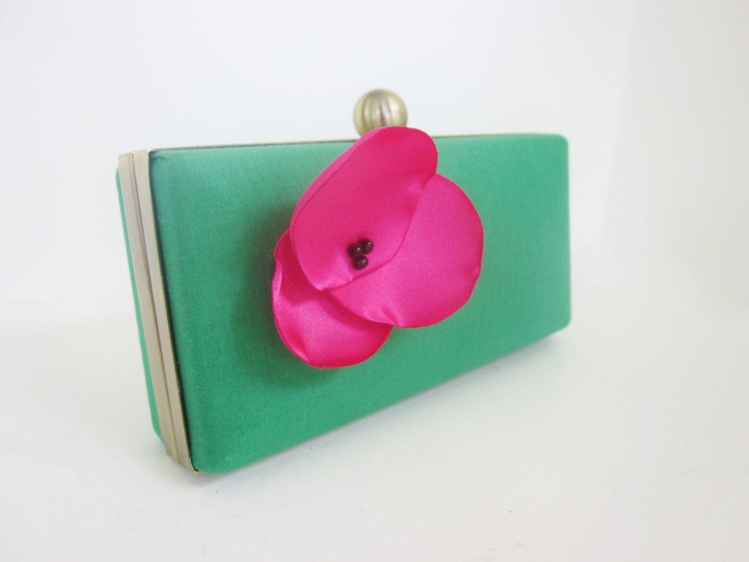 green clutch purse, green bridesmaid clutch, floral clutch, green minaudiere