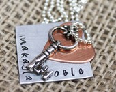 Hand Stamped Key to my Heart Necklace- Personalized Necklace- Customized Necklace- Personalized Mama Jewelry- Customized Jewelry