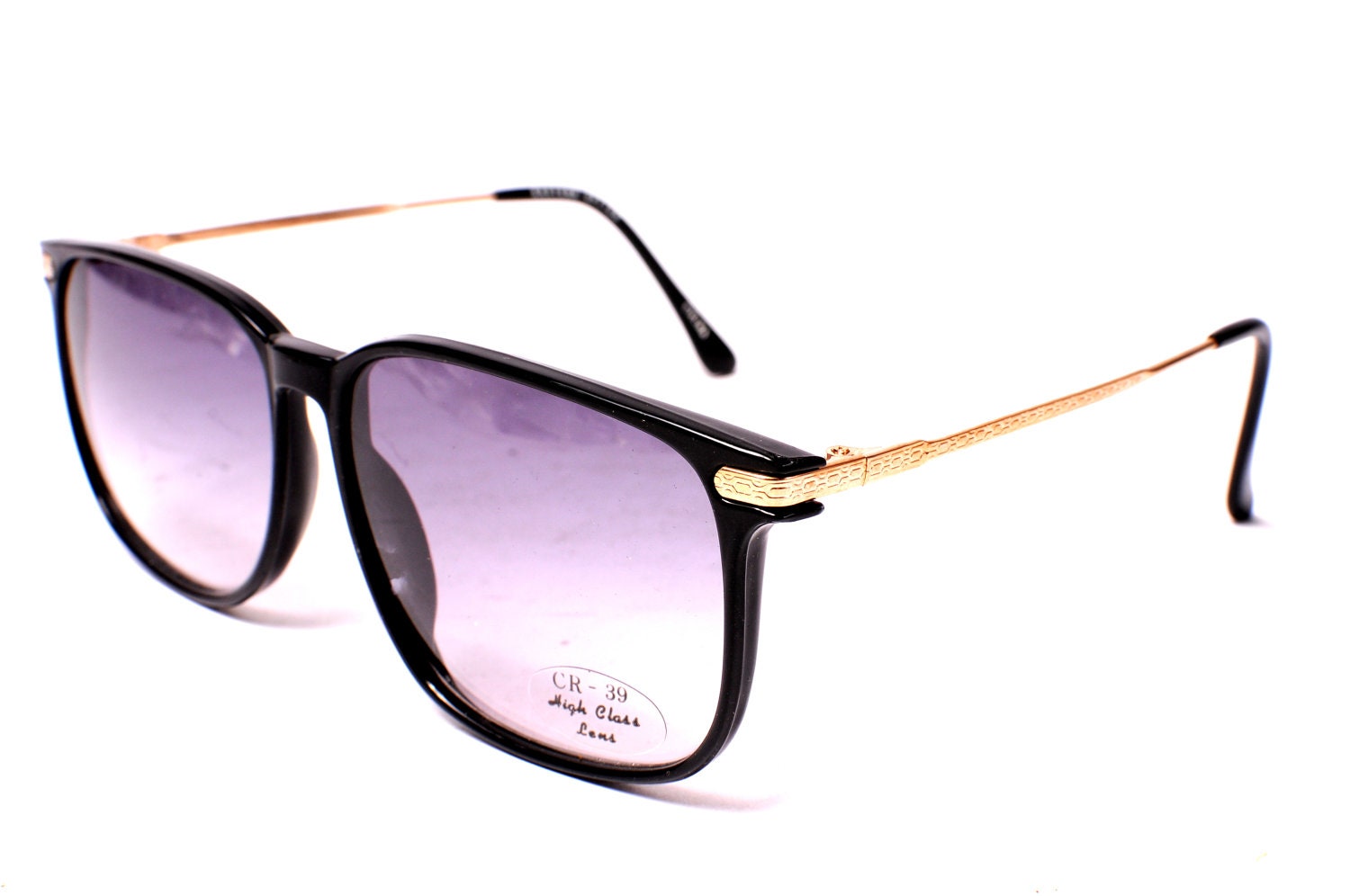 Square black vintage 1980s sunglasses (Chuck)
