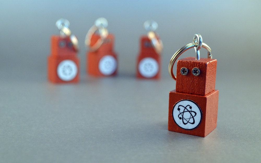 Robot Key Ring Key Chain Accessory, Functional Art, Rust Atom