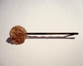 Bakelite translucent and gold vintage button hairpin bobby pin