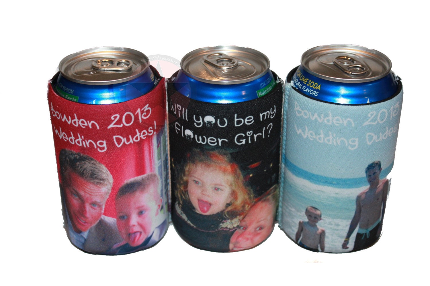 PERSONALIZED WEDDING FAVORS- Soft Drink-BEEr KOOZIEs-Bridesmaids Gift-Wedding Gifts-Groomsmen Gifts-Gifts for the Wedding Party
