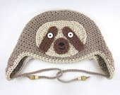Sloth Hat (crochet ear flap animal beanie)
