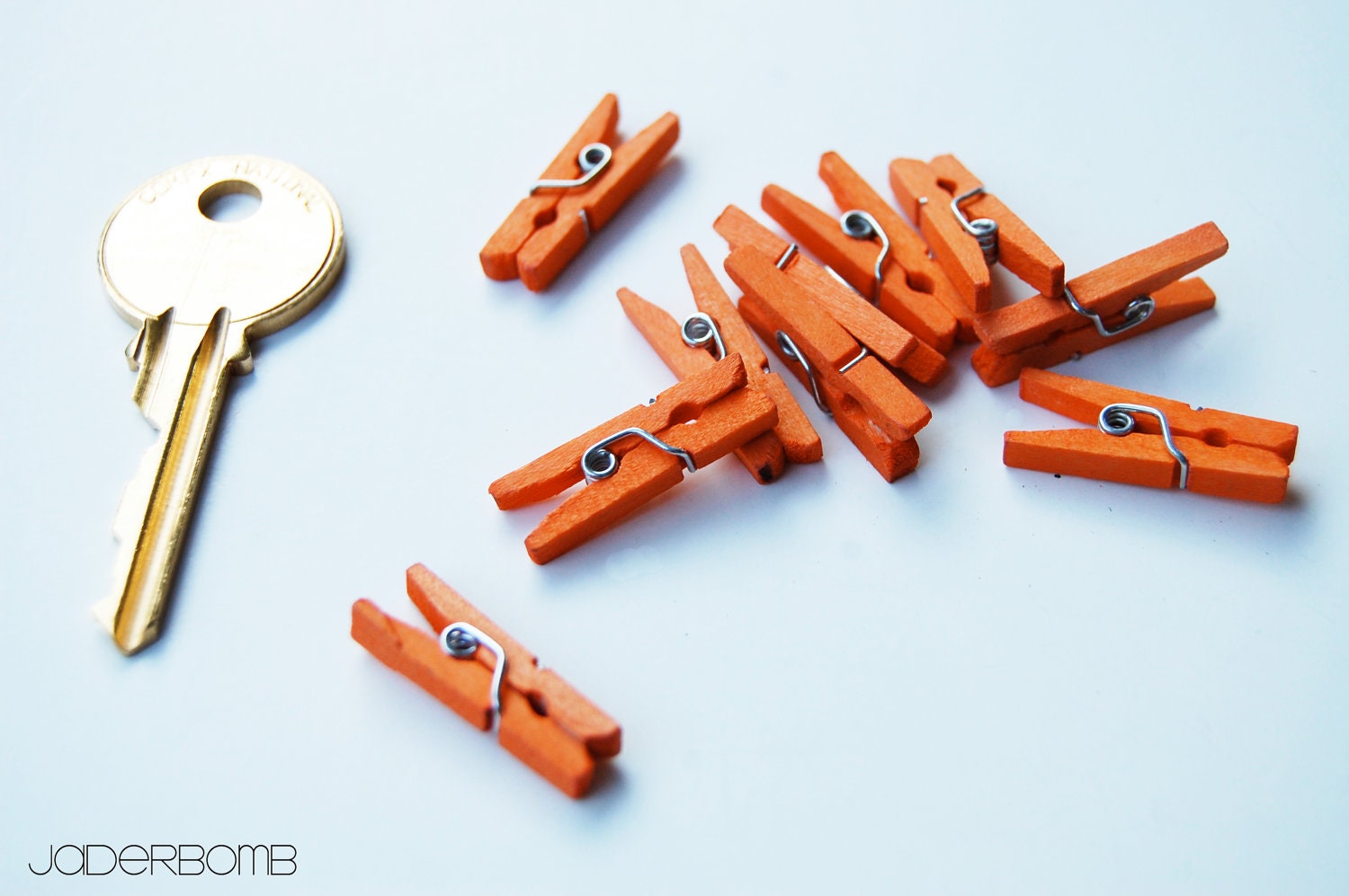 Mini Clothespins- Dyed Clothespins- Orange Clothespins - Set of 10 - Small