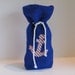 Nautical Royal Blue Burlap and Striped Anchor Applique Wine Bag Bottle Bag