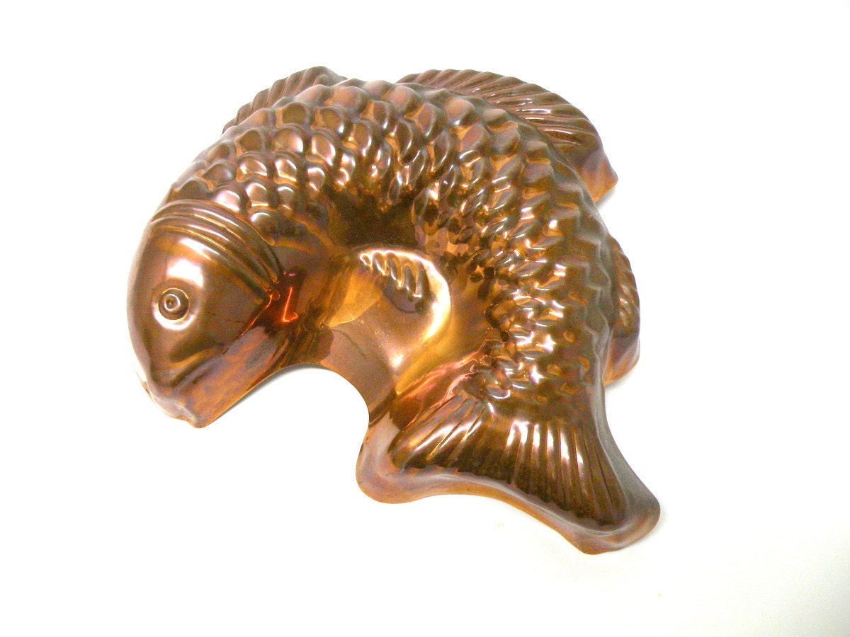 Vintage Fish Copper Mold Wall Hanging, Seafood Mold, Ice Mold, Tuna Fish Mold, Old Dutch Fish Mold, Jello Mold, Lobster Mold