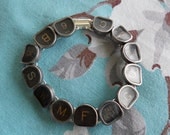 Vintage typewriter key bracelet, black keys random letters