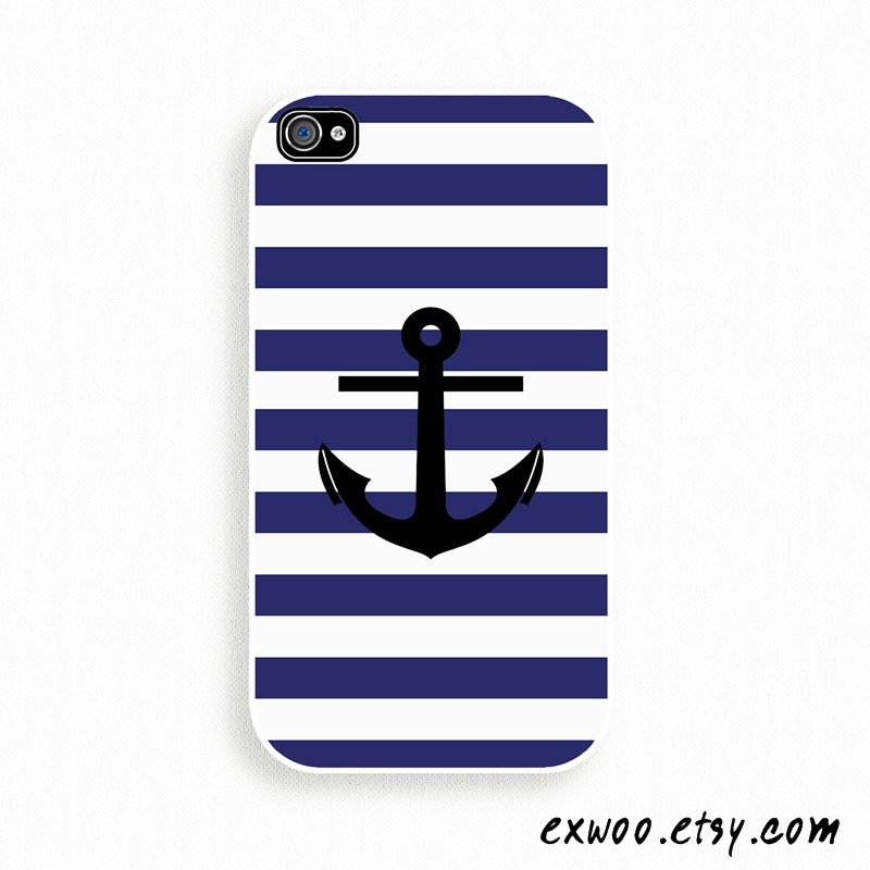 iPhone 4 Case, iPhone case, iPhone 4s Case, iPhone 4 Cover, Hard iPhone 4s Case - Anchor Navy