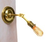 Brass Adjustable Straight Arm Bare Bulb Vintage Style Paddle Key Socket Wall Sconce