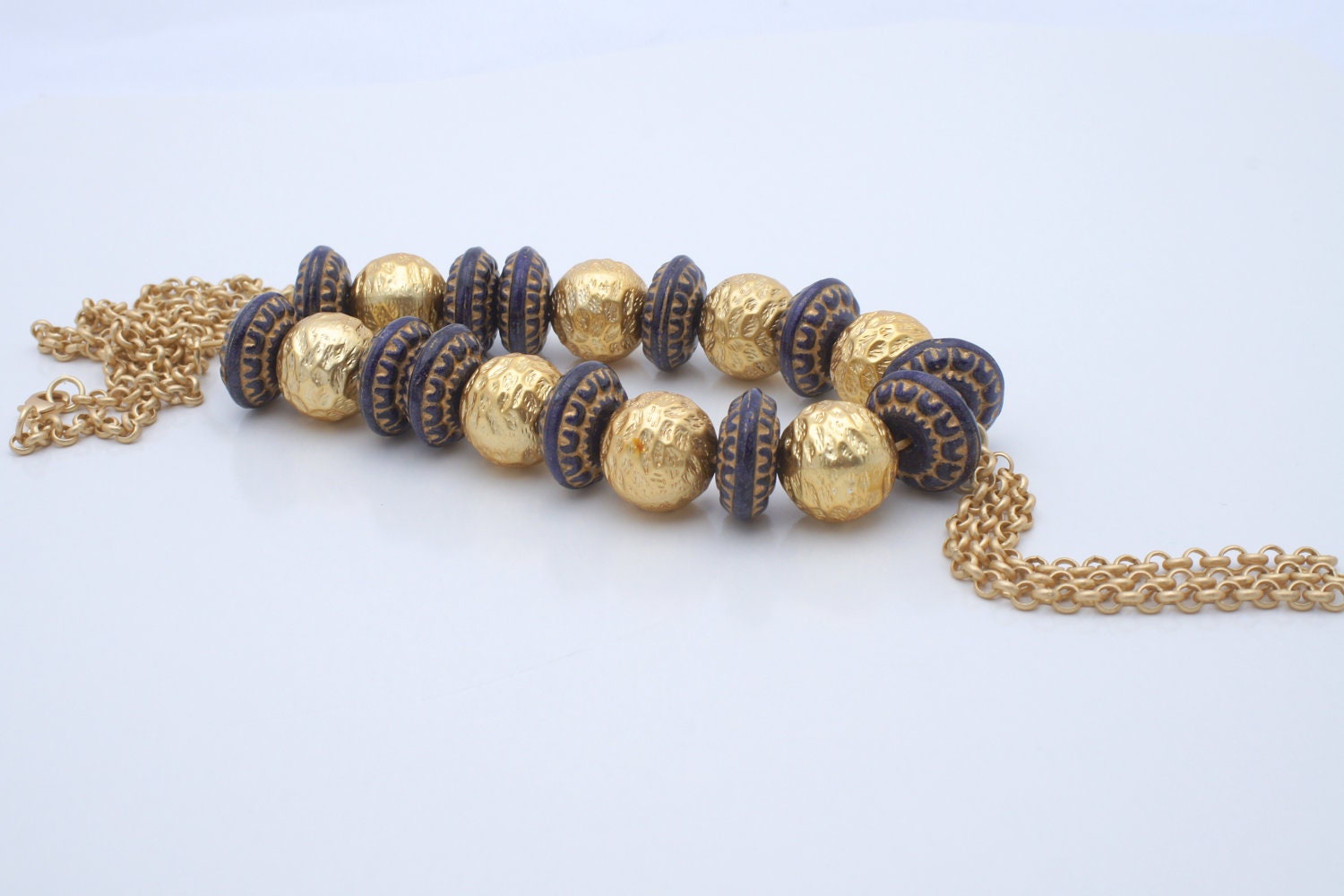 LONG NECKLACE, Purple and Gold by Cheydrea