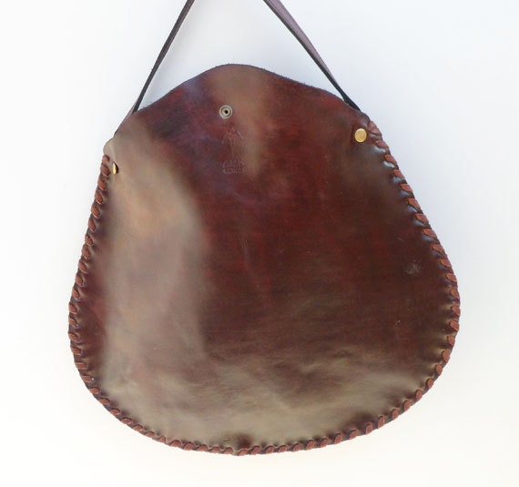 Large Shoulder Hippie Boho Bag Brown Leather  Bag With Sunflowers