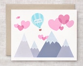 Anniversary Card - Love is in the Air - Recycled - Hearts, Mountains