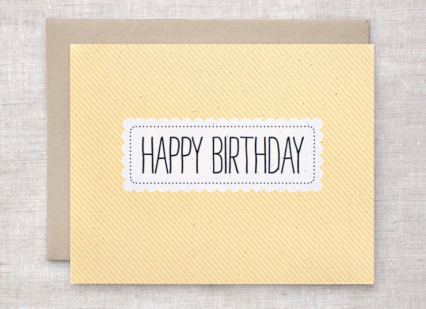 Yellow Birthday Card - Spring Eco Friendly Happy Birthday Card - Recycled