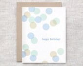 Birthday Card For Him - Transparent Circles, Eco Friendly Happy Birthday Card - Green, Moss, Blue