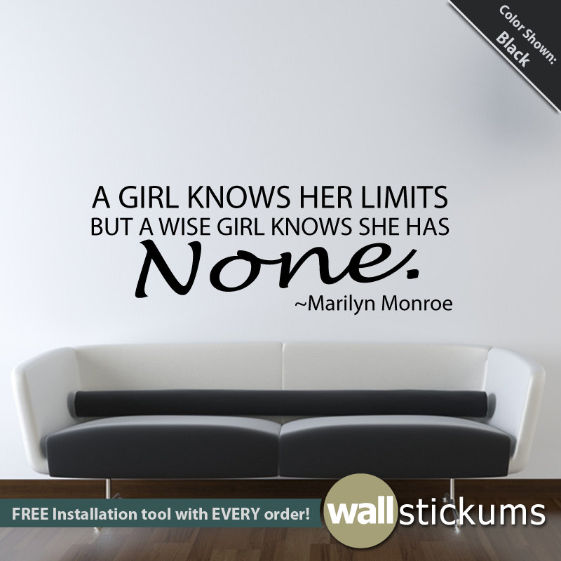Wall Decal Marilyn Monroe Quote A girl knows her by WallStickums