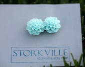 Light Turquoise Chrysanthemum Flower Stud Earrings