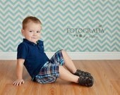 Photography Backdrop - 5.5' x 4.5'  with Top and Bottom Rod Casings- Blue Gray Zigzag - IN STOCK