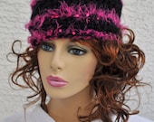 Fuchsia Pink and Black Vogue Cloche Fashion Womens Hat