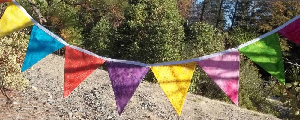 Bright Multi Color Batik Prayer Flags Banner Bunting Reusable Party Decorations