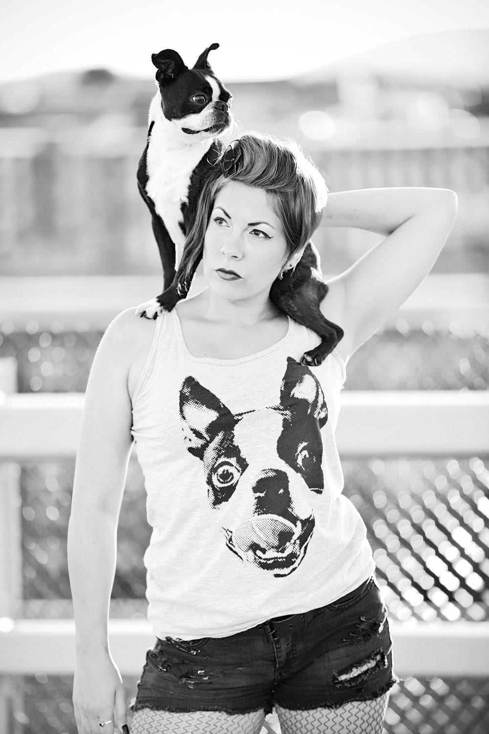 Women Boston Terrier Smile White Tank Shirt Available in S-M-L-XL-2XL FREE shipping
