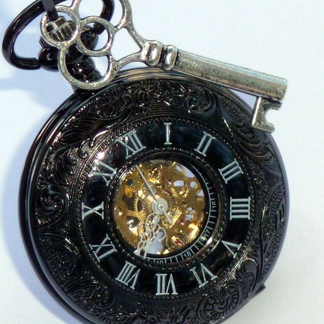 Steampunk pocket watch key Victorian locket pendant EDISON mechanical APPARATUS wedding groom bridal watch