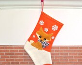 Fox Christmas Stocking in Orange by Allenbrite Studio