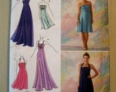 Simplicity 2398 Misses 2000s Evening Gown Dress Pattern Halter Shoulder Straps Strapless Prom Formal UNCUT FF Bust 30 32 34 36 38