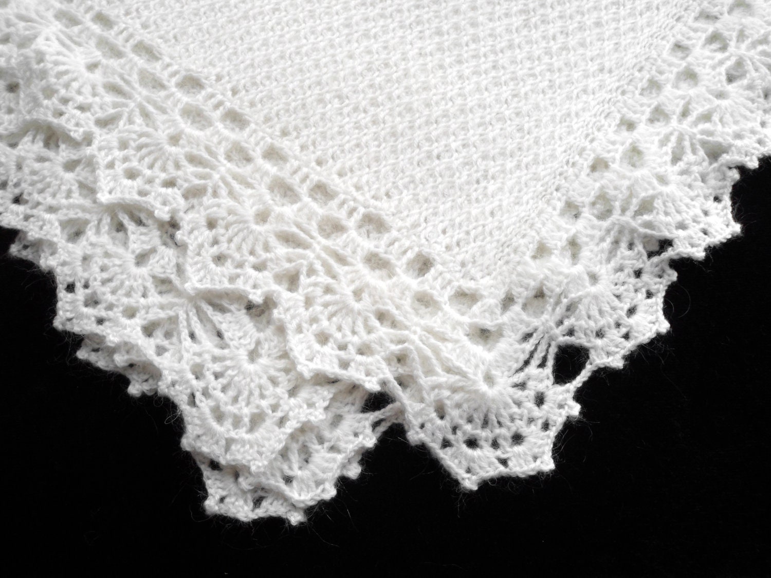 Knitted Baby Blanket - White Mohair
