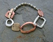 Mixed Metal Links Bracelet Handmade Silver Copper Bronze Shabby Chic Mom Daughter Sister Fashion Summer Fall Winter Spring