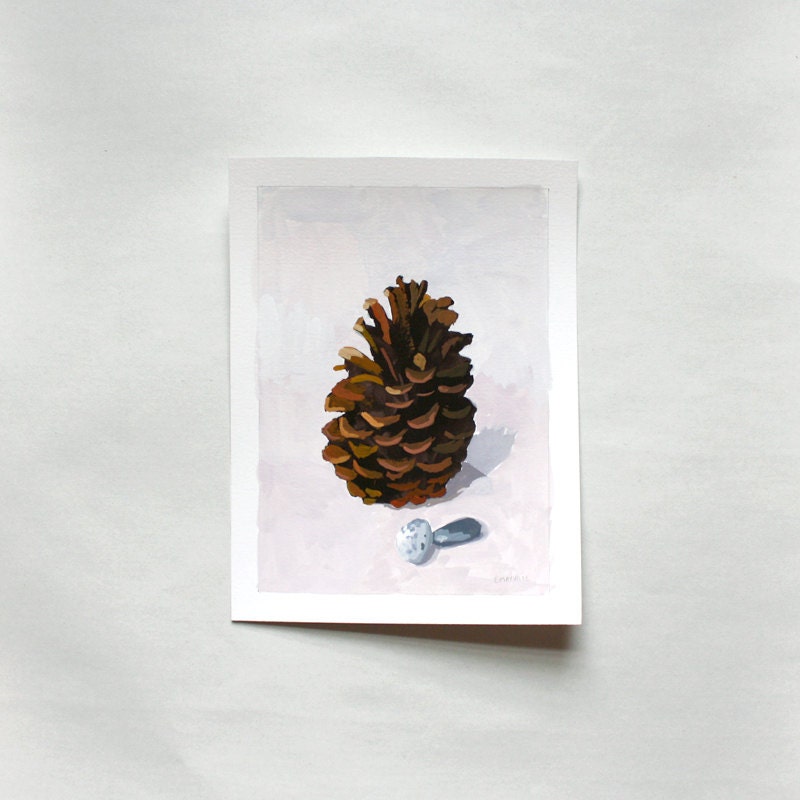 small still life - original art - "Pinecone"
