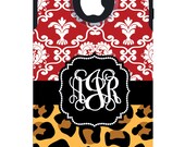 OTTERBOX COMMUTER iPhone 5 4/4S Case Custom Red Damask Leopard Pattern Animal Name Initial Personalized Monogram