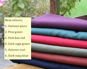 NEW colours English cotton moleskin fabric - 3/4 yard of 60" wide medium weight in a choice of six colours