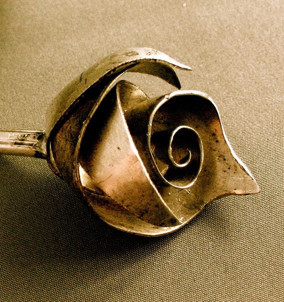Vintage Silverware Rose Sculpture