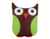 Archimedes - Burgundy & Bright Green Felt Owl Plush