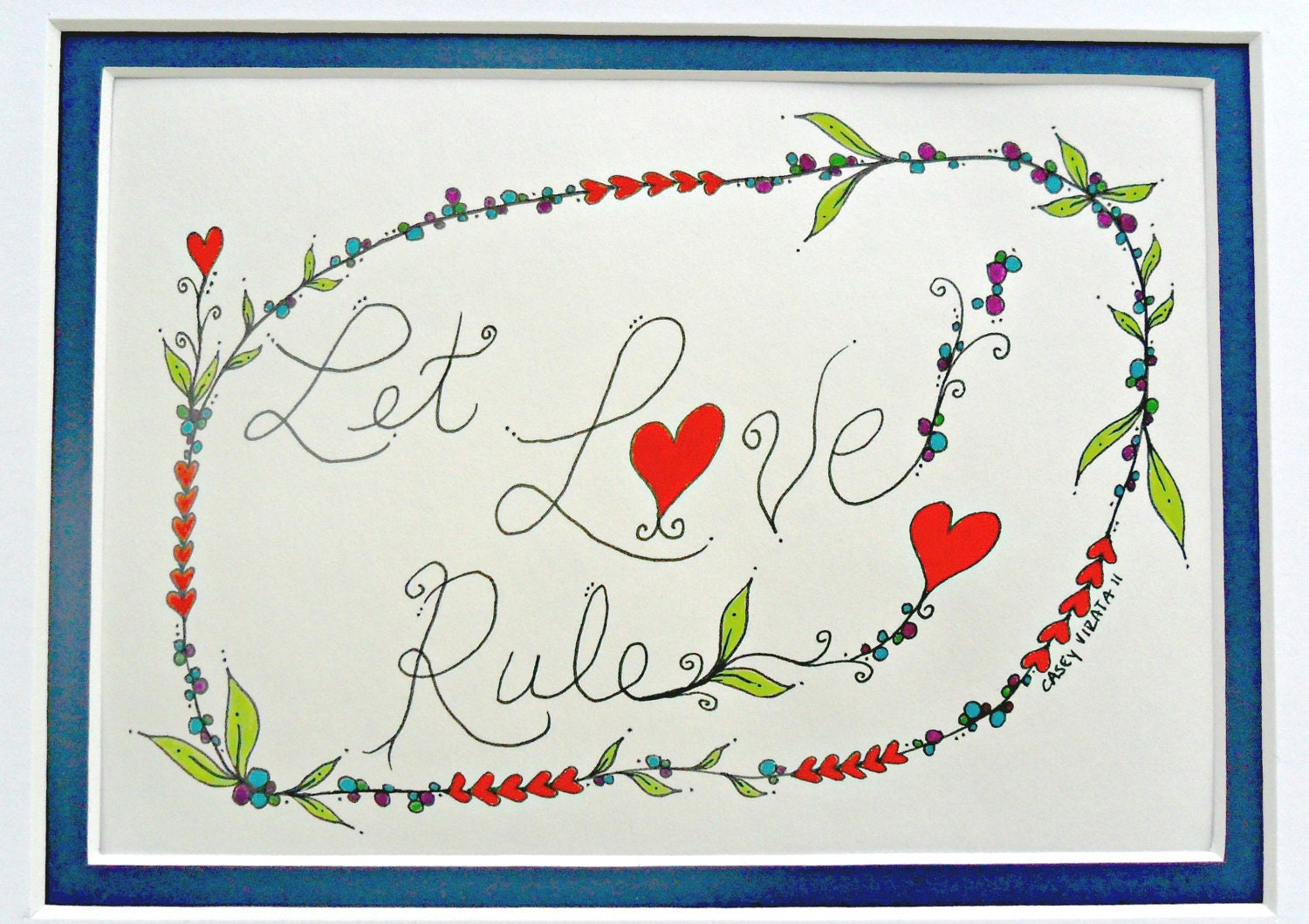 Lenny Kravitz Let Love Rule Illustration hearts leaves music lyric