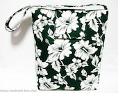 Hibiscus Canvas Bag - Dark Green / Hobo Purse/ Slouchy Bag/ Market Tote